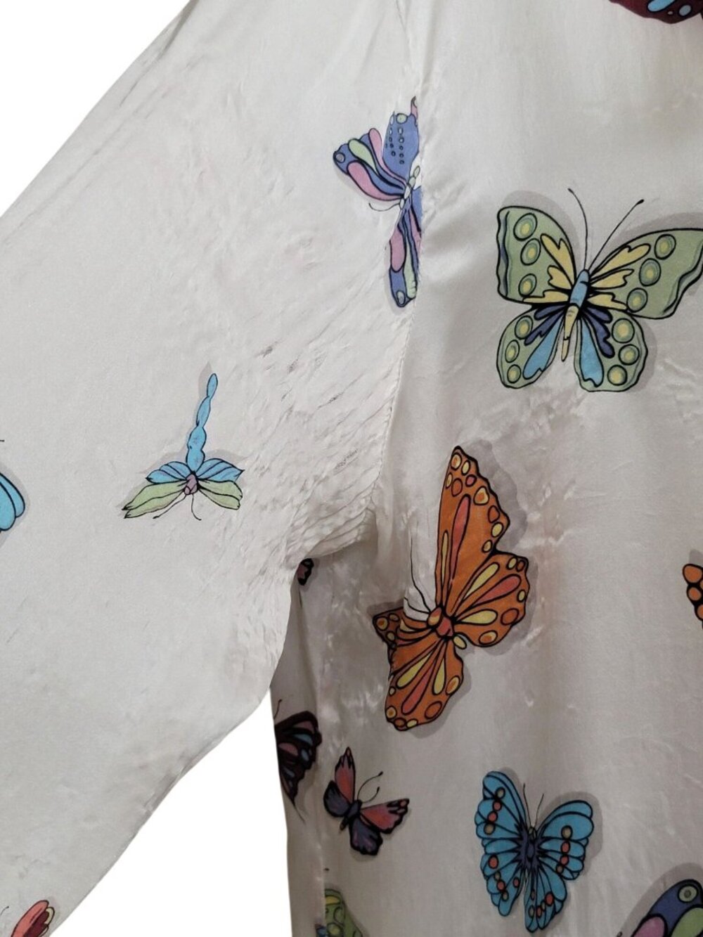 Vintage Nick & Nora 100% Silk Butterfly Print Pajama Set XL - Picture 4 of 12